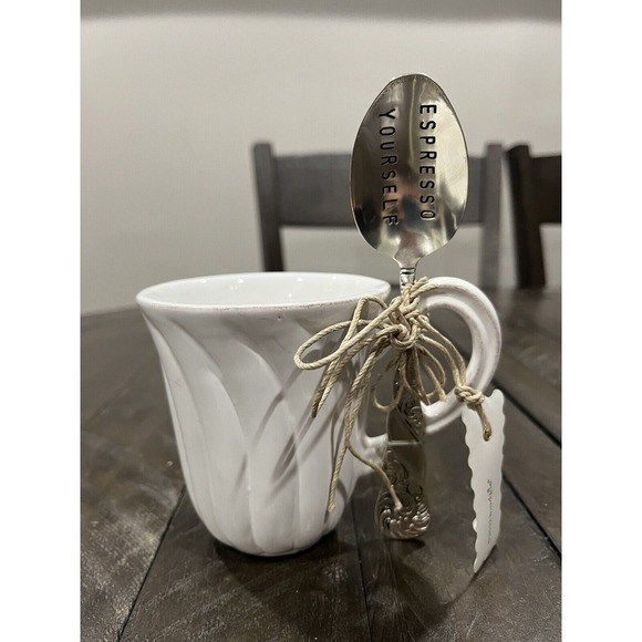 Mud Pie Ceramic Mug‎ with an "Espresso Yourself" Spoon - Picture 1 of 7